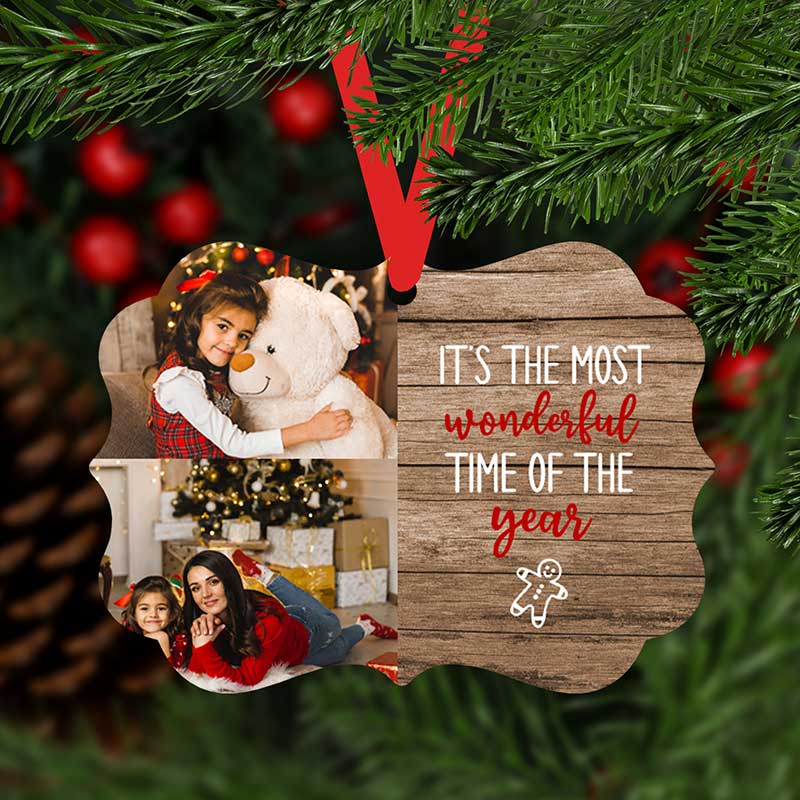 Most Wonderful Time of The Year Photo Upload Christmas Ornament